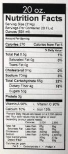 Nutrition information for Swiig brand whey protein shakes. 