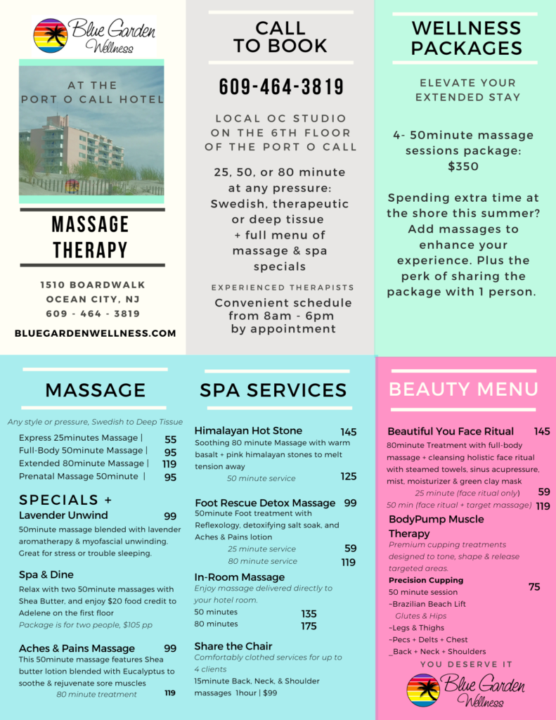2024 ocean city massage menu